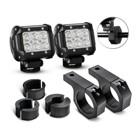 4 Fog Lights (Nilight 2PCS 4 Inch 18W Flood LED Light Bars Off Road Driving Fog Lights With Off-Road Light Mounting Bracket Horizontal Bar Tube Clamp, 2 Years)