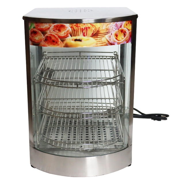 PreAsion Commercial Egg Tart Pizza Food Warmer Display Cabinet 110V Stainless Steel