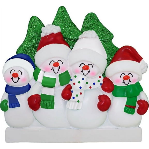 Snowmen Family 4 People Personalized Christmas Ornament  DO-IT- YOURSELF