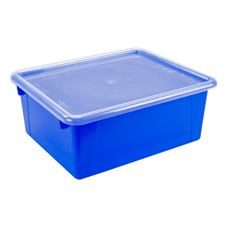 3 Pack Storex Letter Size Flat Storage Tray Organizer Bin with Non-Snap Lid