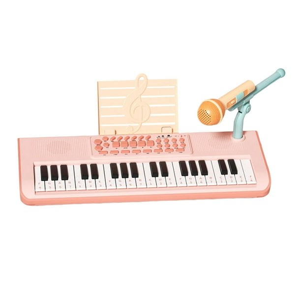 Piano à Clavier Électronique avec Support pour les Tout-Petits Cadeaux de  Vacances pour Enfants Rose 