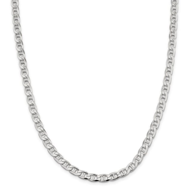 Sterling Silver 6.5mm Flat Anchor Chain (Weight: 32.8 Grams, Length: 18 Inches)