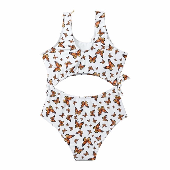 Maillot de Bain une Pièce pour Tout-Petites Filles 12-13 Ans, Maillot de Bain Deux Pièces pour Filles Bikini Mignon à Imprimé Floral Mode Été Plage Tenue de Bain pour Enfants