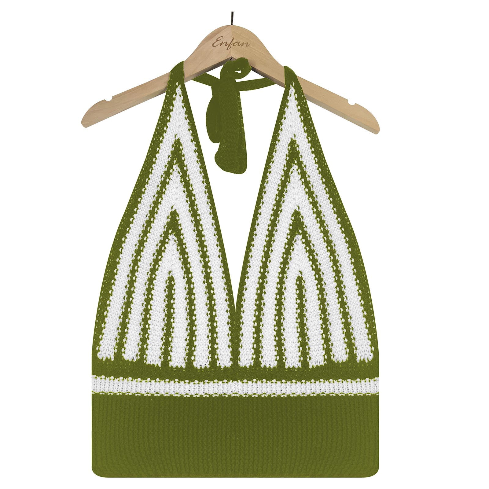 Fashion (green)Tossy Knitted V Neck Bandage Halter Tops For Women