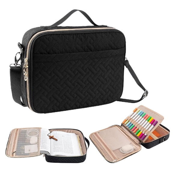 Large Bible Bag Cover Case with Shoulder Strap,Bible Study Ideal Christian Gifts for Women Zipper bag