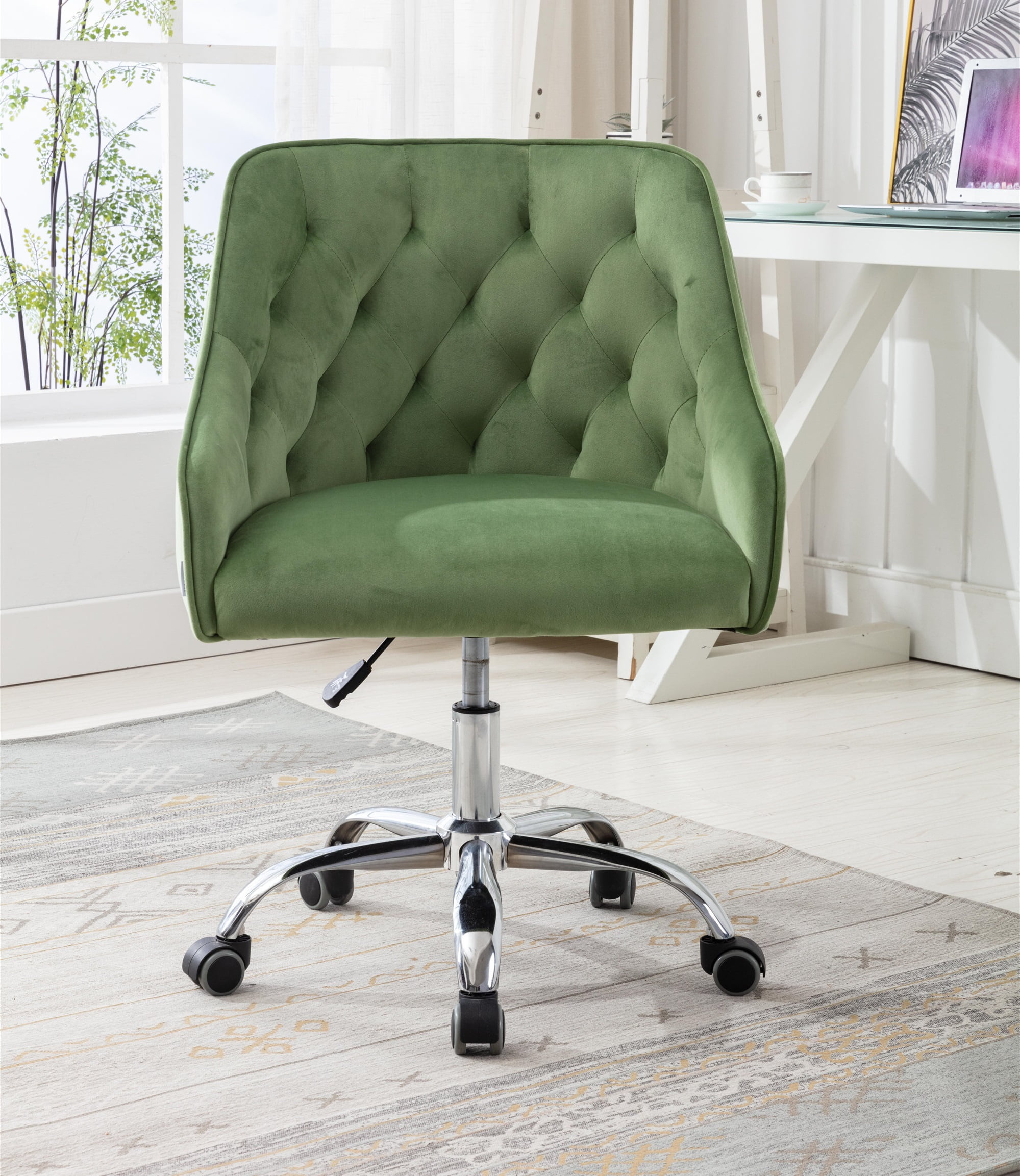 Modern Leisure Arm Chair, Elegant Modern Swivel Desk Chair with Velvet