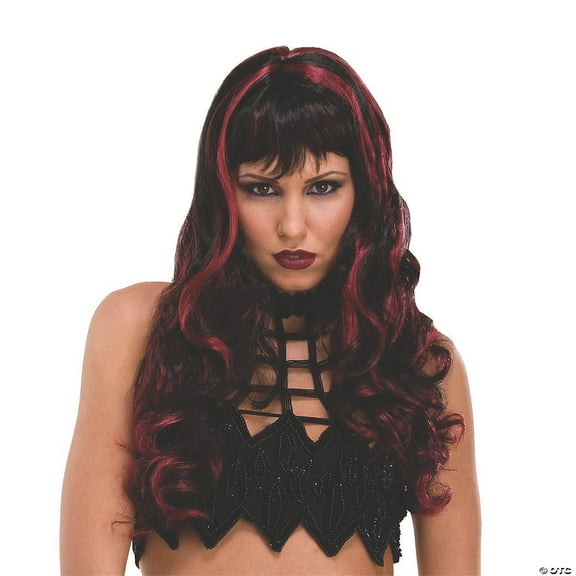 Morris Costumes Black & Burgundy Witch Craft Wig