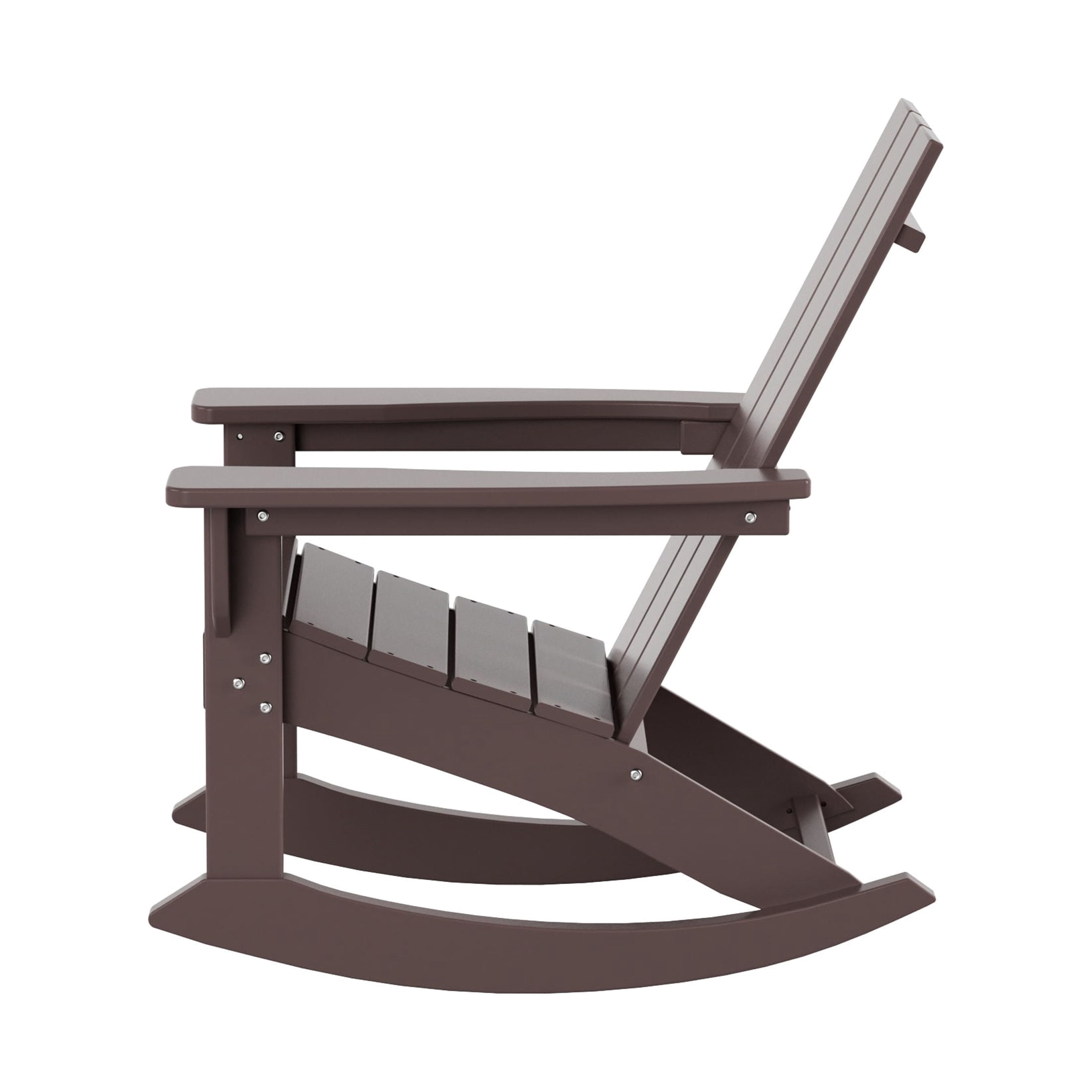 GARDEN Modern Plastic Outdoor Rocking Chair for Patio Porch, Dark Brown