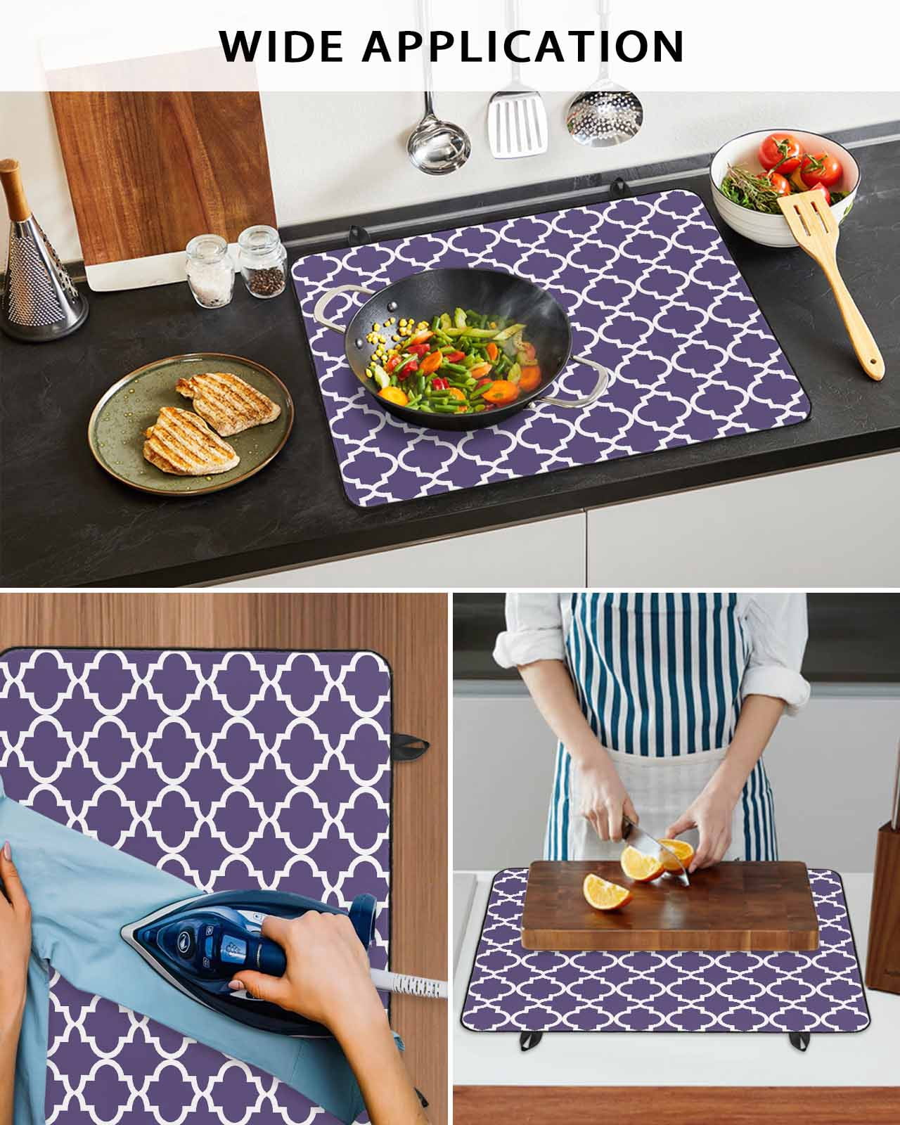 nqOlkjepod Large Induction Cooktop Protector Mat 28.5"x20.5", Purple Moroccon Stove Top Covers for Electric Stove, Country Chic Ethnic Minimalist Motifs Stove Burner Cover Mats Stove Cover