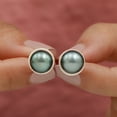 thumbnail image 5 of Rosec Jewels Real Tahitian Pearl Solitaire Stud Earrings with Screw Back - 8 mm - AAA Quality, 925 Sterling Silver, 5 of 9
