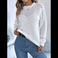 thumbnail image 4 of Suéteres de Crochet para Mujer, Cuello Redondo, Larga, Lindos Suéteres de Algodón Calados, Tops de Punto. XL, 4 of 10