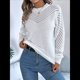 thumbnail image 4 of Suéteres de Crochet para Mujer, Cuello Redondo, Larga, Lindos Suéteres de Algodón Calados, Tops de Punto. S, 4 of 10