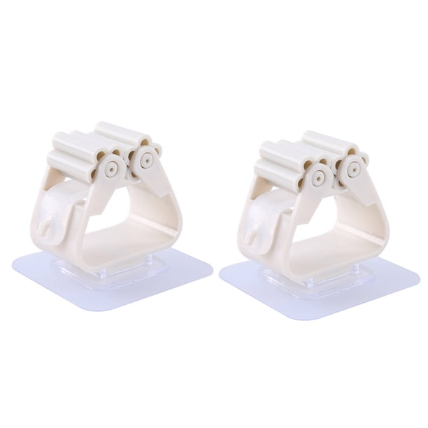 Moyic Soporte para fregona de pared para cuarto de baño, 2 uds., estante de Clip, colgador de cepillo adhesivo de Material ABS, suministros para el Almacenamiento y organización del hogar Blanco Moyic JJ22009-03B