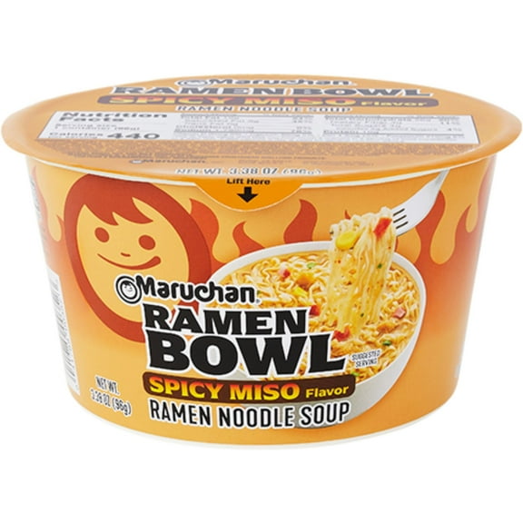 Maruchan Bowl Spicy Miso Flavor Ramen Noodle Soup, 3.38 oz bowl
