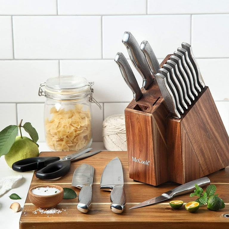 McCook MC20 17pcs Kitchen Knife Set with Block Cutlery Knife Block Set  Stainless
