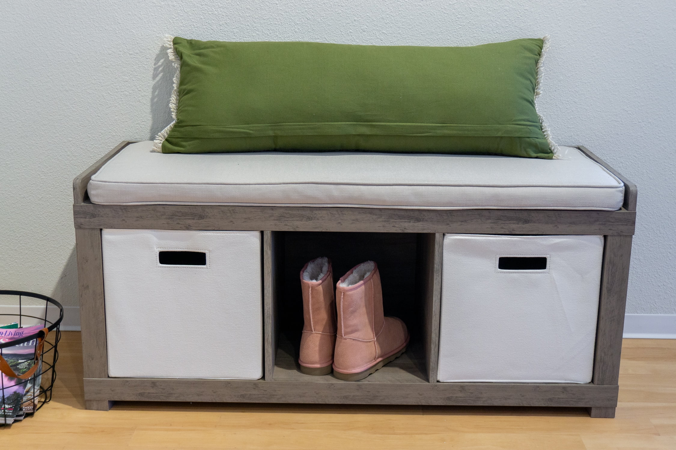 Better Homes Gardens 3 Cube Shoe Storage Bench Rustic Gray