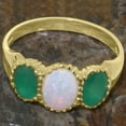 thumbnail image 5 of LBG British Made 10k Yellow Gold Genuine Natural Opal & Emerald Womens Statement Ring - 33 size options - Size 5.5, 5 of 7