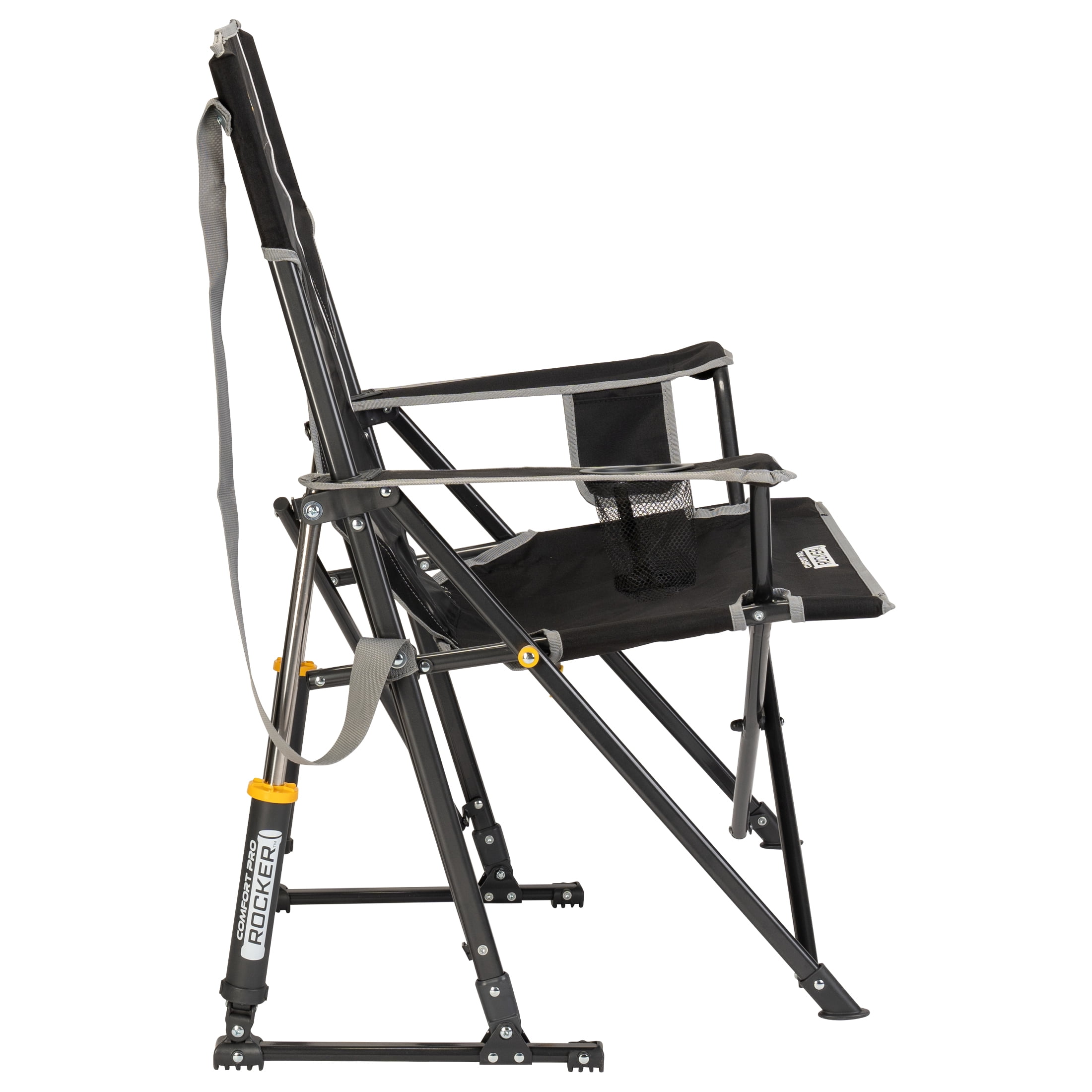 GCI Outdoor Comfort Pro Rocker Camping Chair with Mesh Backrest, Black