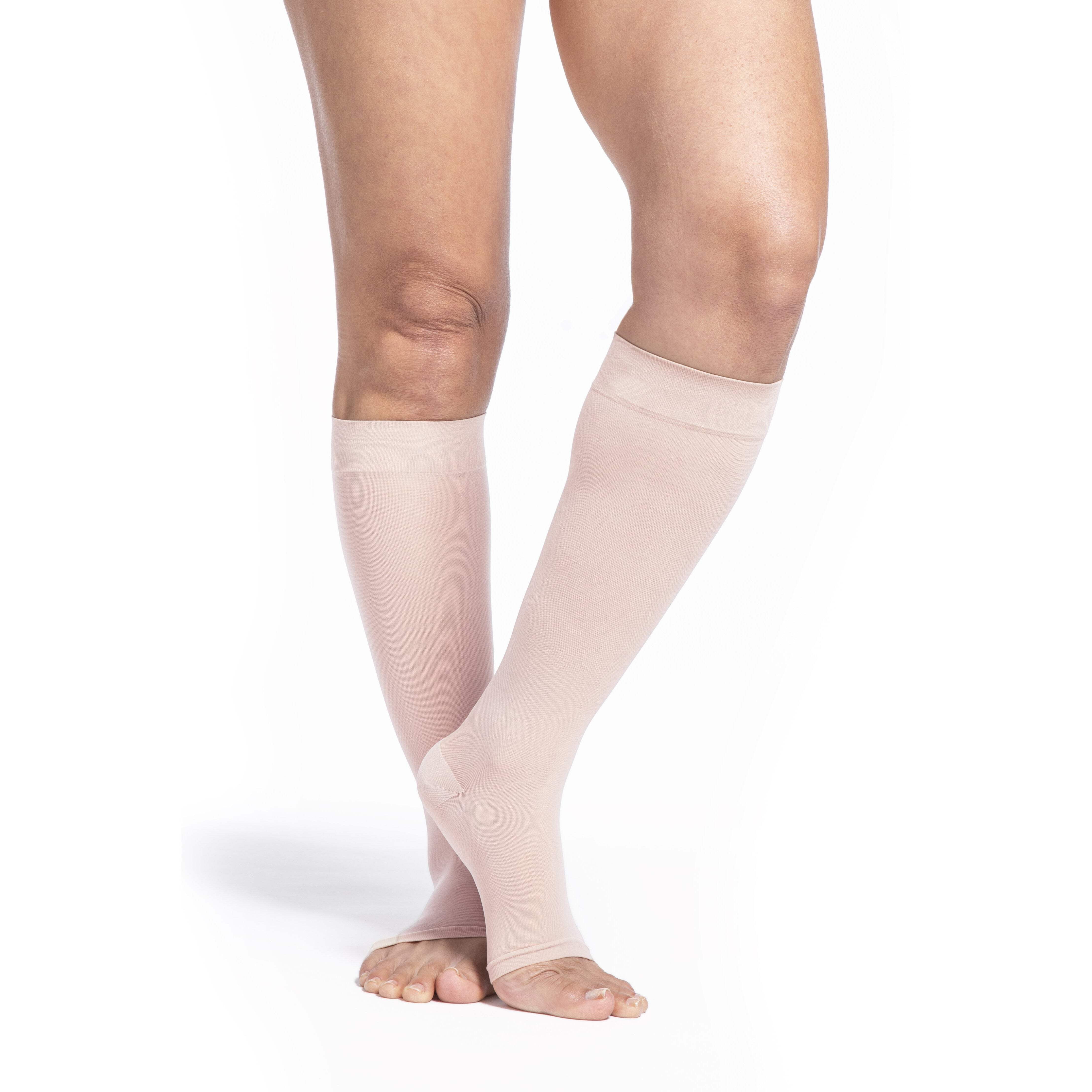 Sigvaris Style 781 Sheer 15-20 Open Toe Knee High Compression Stockings Black LS Short