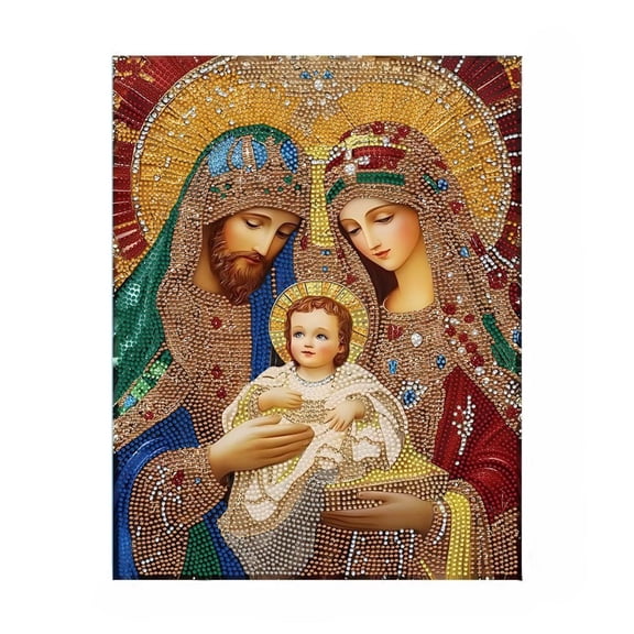 Christmas Jesus Nativity Diamond Art Kit with Frame, DIY Pearl Painting Kit with Round Beads and Tools, Sparkling Wall Art Craft for Adults Beginners Holiday Decor
