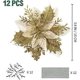thumbnail image 2 of Christmas Glitter Artificial Poinsettia Flower Pattern 12Pcs Christmas Tree Flower Pattern Ornaments Xmas Party Decoration with 12Pcs Stems and Clips, 2 of 4