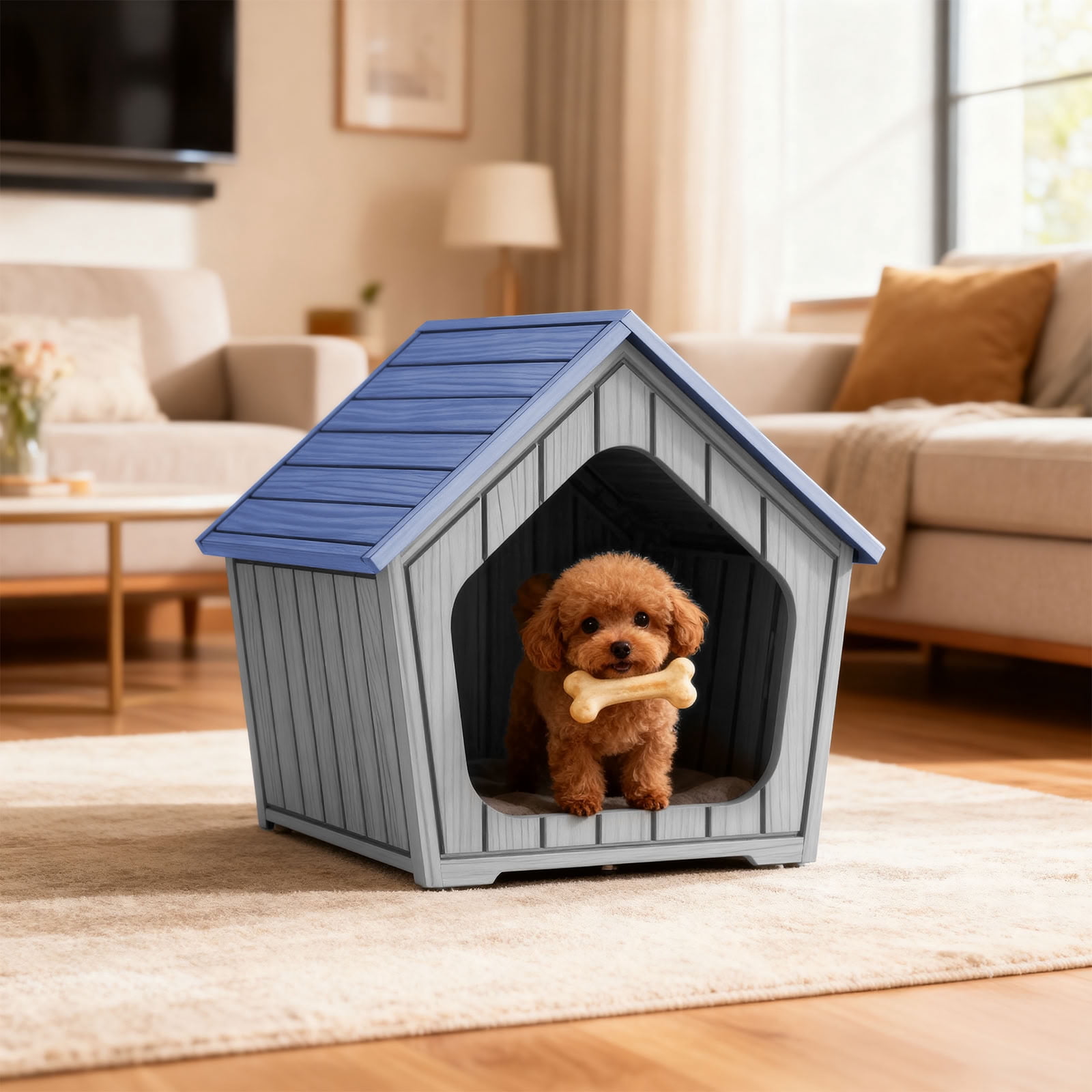 MAYEERTY Small Cute Cat Dog House, Tool-Free Installation Durable Pet House for Outdoor/Indoor