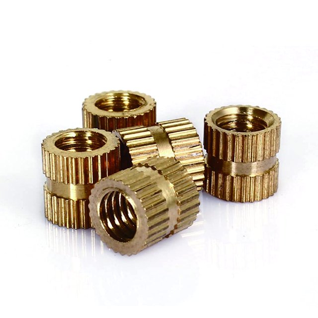 Wekity Knurled Insert Nuts, Female Thread Brass Embedment Nut M5x8mm H x 7mm OD Heat Set Insert Nut for Printing 3D Printer and More Projects 50Pcs-0621