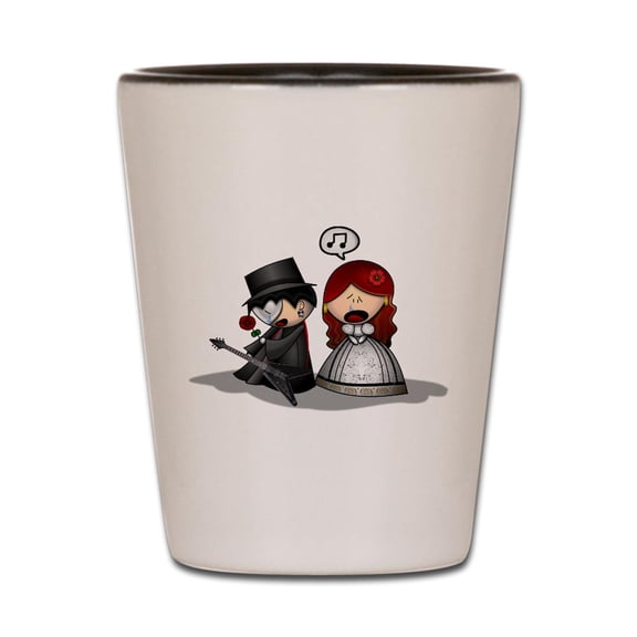 CafePress - The Phantom Of The Opera - White/Black Shot Glass, Unique and Funny Shot Glass