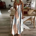 thumbnail image 2 of Htigea Flower Print Maxi Dress for Women Casual Spaghetti Straps V-Neck Sundress Comfortable Summer Beach Home Cami Dresses 04#Multicolor,XL, 2 of 5