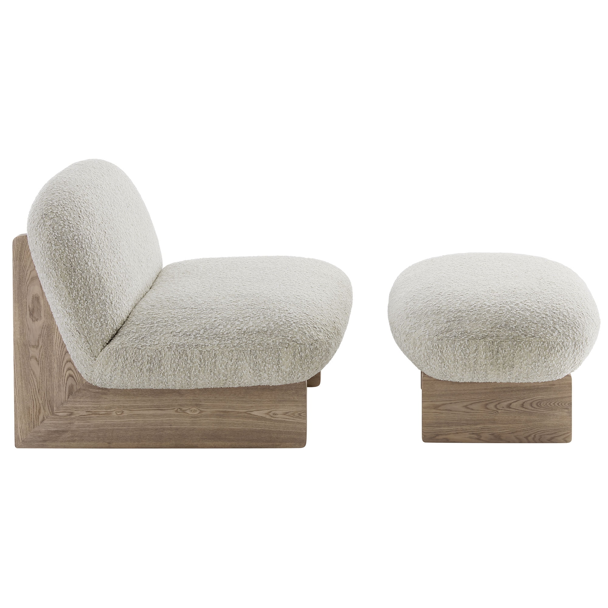 Accent Chair and Ottoman, Oak Brown, Fabric, Wood, Living Room Lounge Cafe Lobby Hospitality Restaurant, Modern Contemporary, HB37362