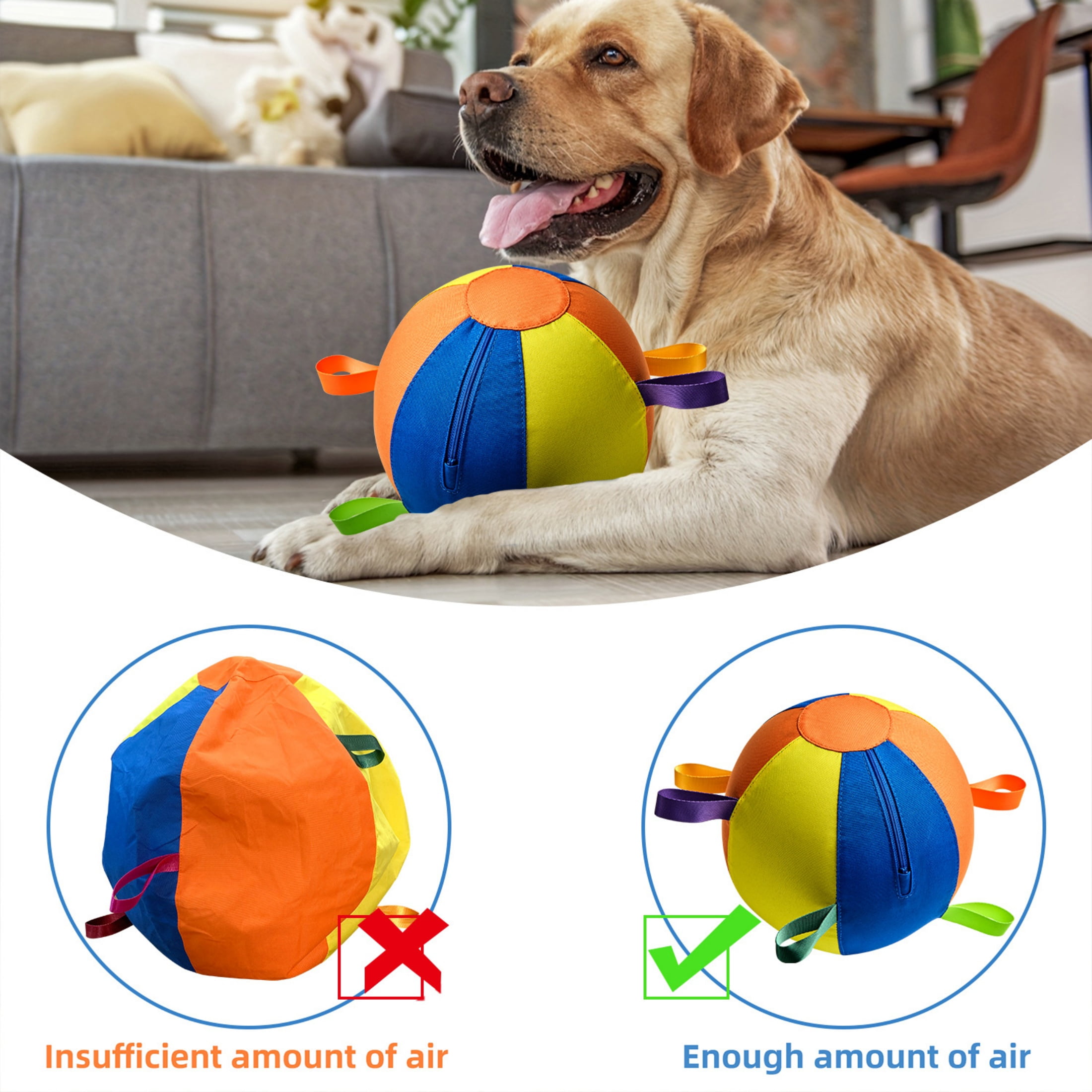 Calming Jumbo Ball for Dogs, Herding Ball Toy for Medium Large Dogs, Tear Resistant Inflatable Exercise Ball with Durable Handle Cover Pump(17.7")