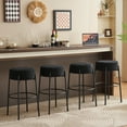 thumbnail image 3 of 30" Tall, Round High Bar Stools, Set of 2 - Contemporary upholstered dining stools for kitchens, coffee shops and bar stores - Includes sturdy hardware support legs Black, 3 of 9