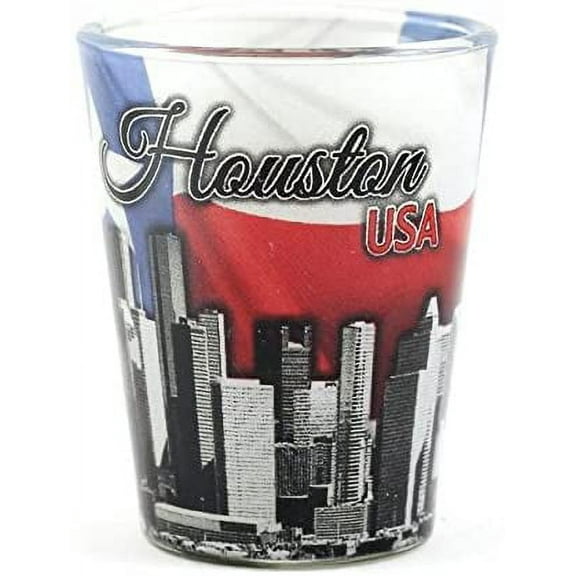 Houston Texas Flag & Skyline Collage Shot Glass ctm