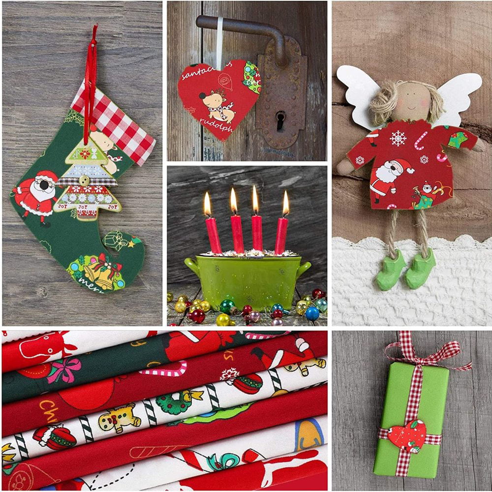 YARNOW 12 Pieces Christmas Fabric Bundles Sewing Squares Bundle Fabric Patchwork Christmas Tree Santa Claus Fabric for Xmas Sewing Crafting DIY Supplies 48 x 52 cm/ 18. 89 x 20. 47 Inch 