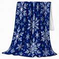thumbnail image 2 of Royal Blue Winter Wonderland Snowflake, Festive Holiday Scene, Warm Flannel Blanket for Living Room and Reading Nook, Art Lovers Friendship Gift, Festive Home Decor, 2 of 9