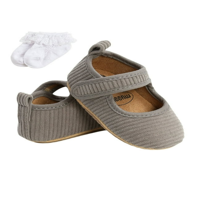 Baby Shoes Solid Color Ribbed Walking Shoes Soft Sole Footwear