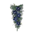 thumbnail image 6 of Christmas Glitter Wreath with Velvet Gold Leaves and Blue Poinsettia Flowers,Teardrop Swag Garland for Front Door Winter Holiday Decor, Festive Hanging for Farmhouse Home Stairway Party Decoration, 6 of 6