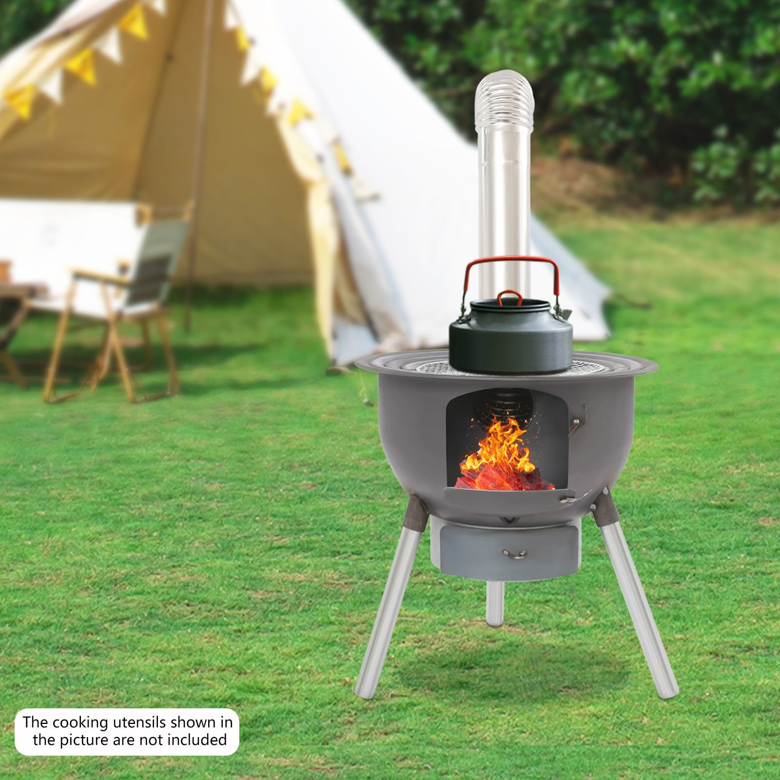 TFCFL Multifunction Wood Burning Stove Portable Camping Firewood Stove Charcoal Stove with Grill Rack