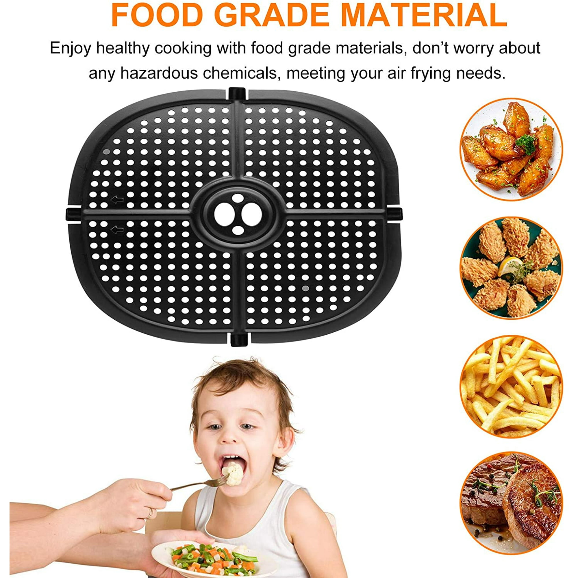Air Fryer Grill Pan for Instant Vortex Plus Air Fryers 9.65IN Upgraded Square Crisper Plate Tray Non Stick Air Fryer Replacement Parts Accessories Rack with Rubber feet Dishwasher Safe Walmart