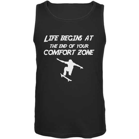 Comfort Zone Skateboarding Black Adult Tank Top - Large