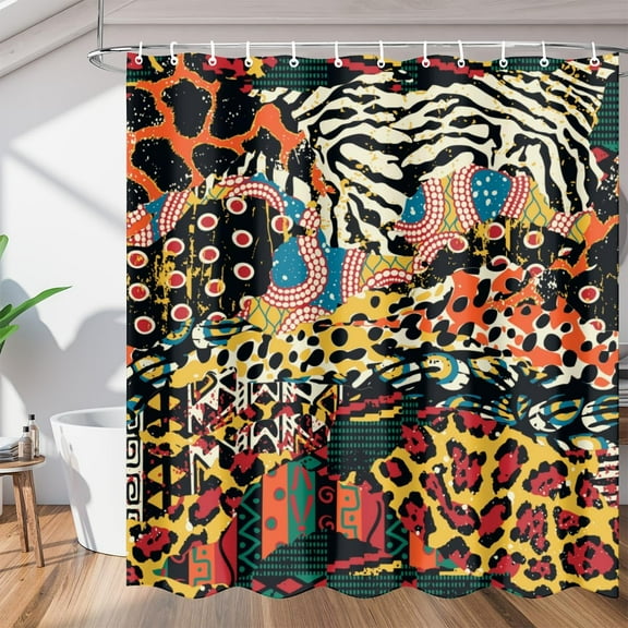 Colourful Abstract Art Shower Curtain Fabric Shower Curtain Set with 12 Hooks Waterproof 72 * 72 Inches for Bathroom Beach Caravan Hotel