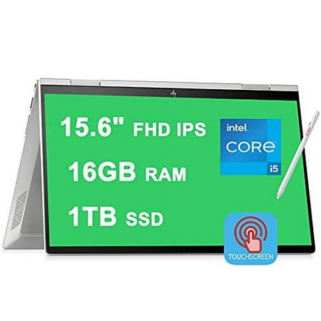 HP Envy x360 15 2-in-1 Laptop 15.6" FHD IPS Touchscreen 11th Gen Intel Quad-Core i5-1135G7 (Beats i7-10710U) 16GB RAM 1TB SSD Backlit Fingerprint HDMI USB-C B&O Win10 Silver + Pen