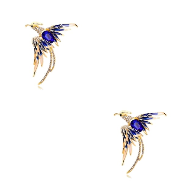Jumpingount Broche de pájaro de fuego, colgante de pecho, joyería de moda, decoraciones para fiestas, accesorios multiusos para mujer, azul Azul 2piezas
