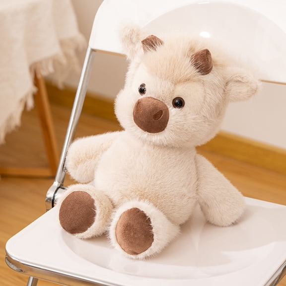 40cm Cow Plush Stuffed Animal, Soft Cream Calf Plushie with Little Horns, Huggable Pillow Toy for Kids & Adults, Cute Room Decor Gift