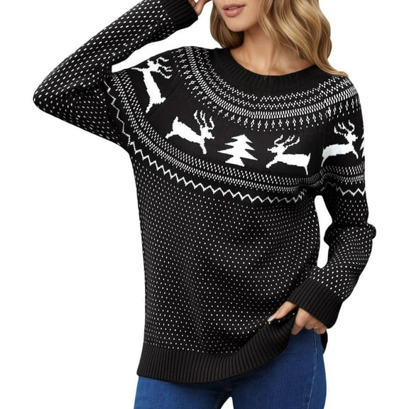 Sweaters for Women Lightweight Fair Isle Pullover Long Sleeved Shirt Crewneck Fall Outfits Clothes