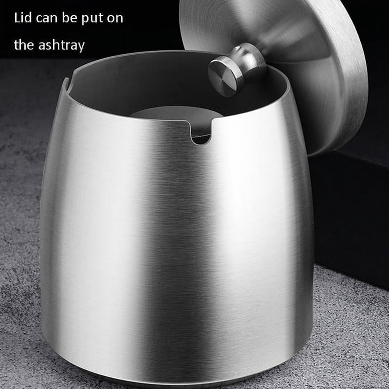 Outdoor Ashtray with Lid Smokeless Stainless Steel Ash Trays Covered  Windproof Smell Proof Ashtrays for Outside Patio Home Odorless Office  Tabletop 