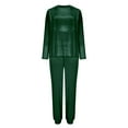 thumbnail image 5 of Women's Velour Track Suit, 2 Piece Velvet Loungewear Set, Long Sleeve Sweatshirt and Jogger Pants, Soft Comfort Outfit, Fall Travel Jogging Suit Blackish Green XL, 5 of 10