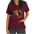 thumbnail image 3 of lcziwo Mardi Gras Scrub Tops for Women 2025 Nursing Uniforms Scrubs with Side Pockets Summer Casual Short Sleeve V Neck Tshirts Wine S Hoy Oferta Flash, 3 of 6