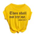 thumbnail image 2 of Tittly T Shirts for Women Womens Tops Top Print Blouses T-Shirt Women Fashion Short Sleeve O-Neck Letter Casual Women's Blouse New Years Eve Outfits Women Womens Summer Tops Graphic Tees Yellow 4XL, 2 of 4