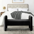 thumbnail image 2 of 52" End of Bed Bench, Teddy Fabric Upholstered Ottoman Couch Long Bench with Padded Seat, Footrest Foot Stool for Bedroom Living Room Entryway, Black, 2 of 8